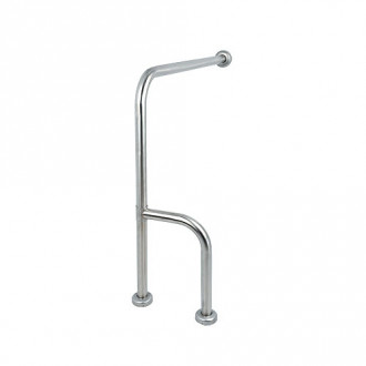 Поручень для туалета с двойной опорой 900х300х300 мм Inoxstore, правый, полированный, AISI 304