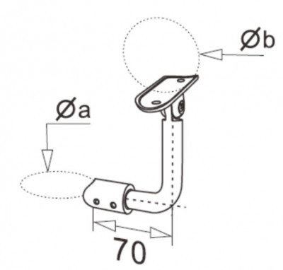 Держатель поручня  Inoxstore к стойке Ø 38,1 мм, ложемент-шарнир Ø 42,4 мм/50,8 мм, полированный, AISI 304