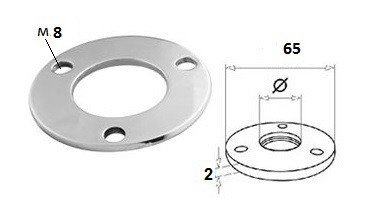 Фланец Inoxstore Ø 65 мм  под стойку  Ø32 мм (черный металл) (2 мм)