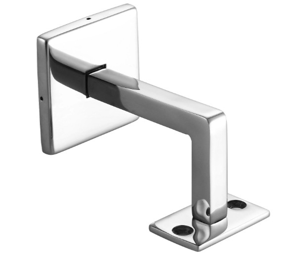 Держатель поручня Inoxstore профильный с крышкой 58х58 мм, ложемент под плоскость, полированный, AISI 304