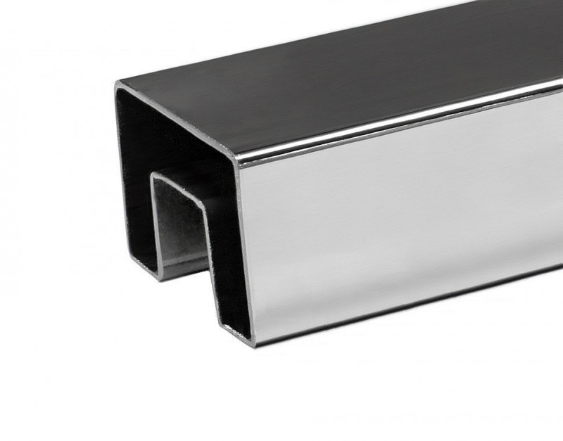 Поручень на стекло профильный 50х25 мм с пазом 15х15 мм, полированная, AISI 304