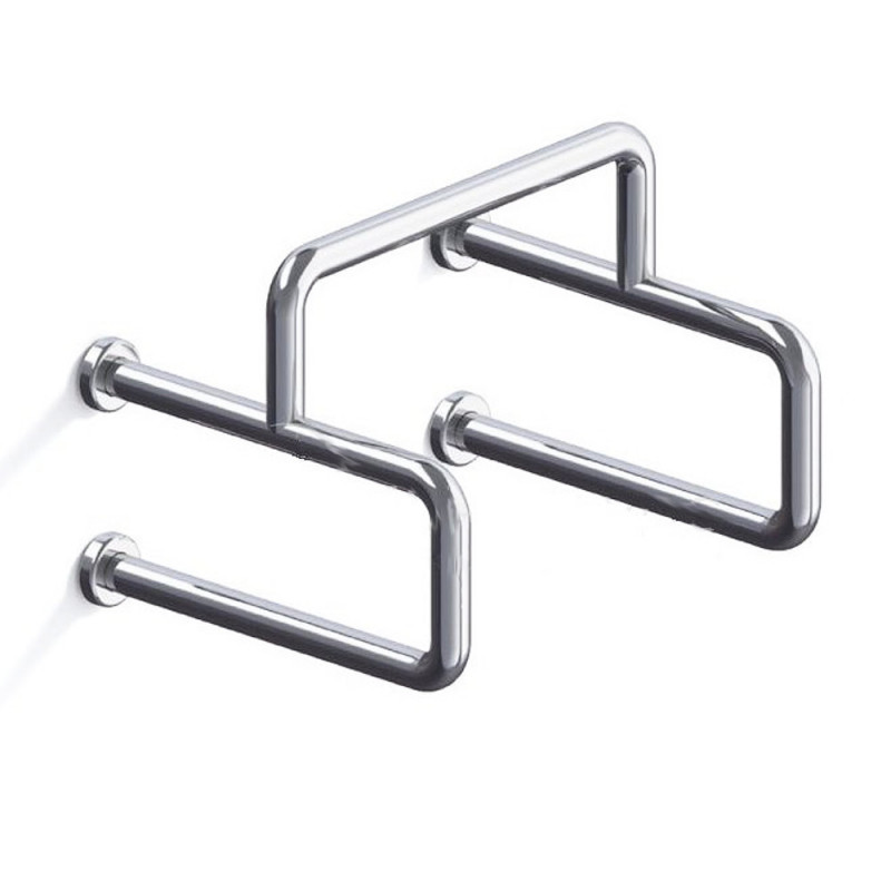 Поручень настенный для писсуара для инвалидов 500х500х400 мм, труба Ø42 мм, полированный, AISI 304