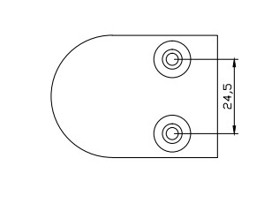 Стеклодержатель Inoxstore литой полукруглый AISI 304, 40х50х25 мм / Ø 0мм, под стекло 8 мм, полированный, AISI 304