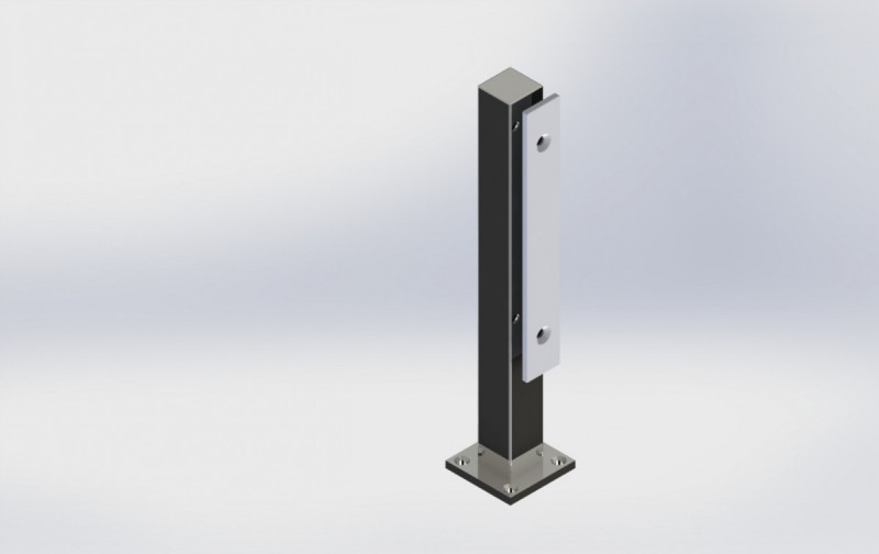 Стеклодержатель Inoxstore напольный с прижимной пластиной, 40х40х400 мм, полированный, AISI 304