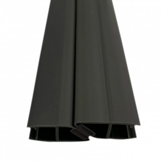 Уплотнитель Inoxstore стекло-стекло с магнитом 180°, под стекло 10 мм / 2,5 м, для душевой кабины, ПВХ, черный