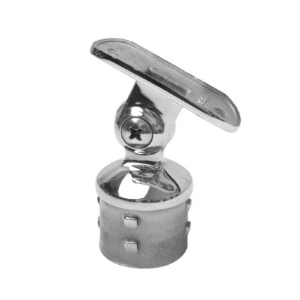 Кронштейн на стойку Inoxstore Ø 38,1х1,5 мм, с насечками, ложемент-шарнир под Ø 42,4 мм/50,8 мм, полированный, AISI 304