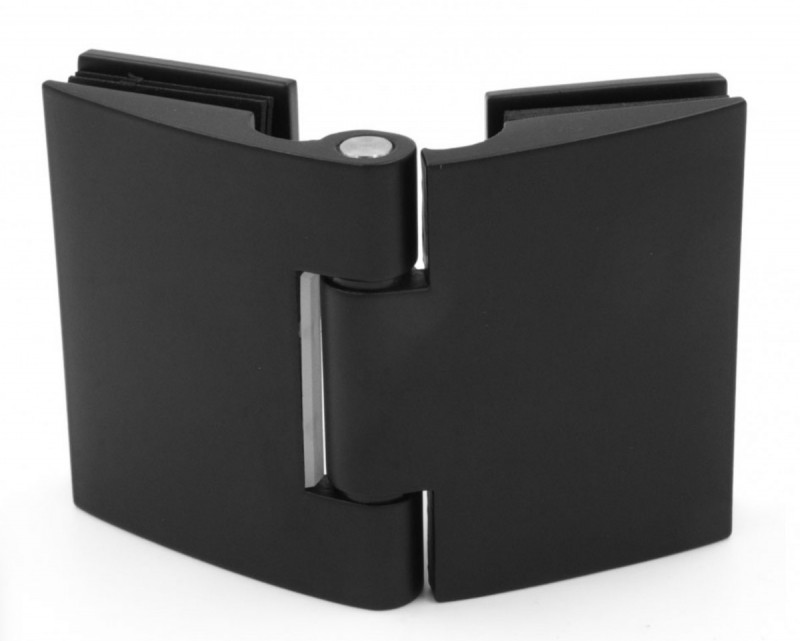 Петля 180° стекло - стекло 90°, черная, AISI 304