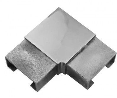 Отвод для поручня Inoxstore с пазом 60х40 мм - 90°, паз 24х24 мм, сатинированный, AISI 304