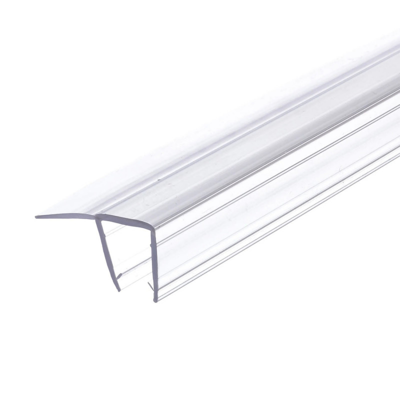 Уплотнитель Inoxstore стена-стекло, длина отвода 18 мм, 90°, под стекло 10 мм / 2,5 м для душевой кабины, ПВХ, прозрачный