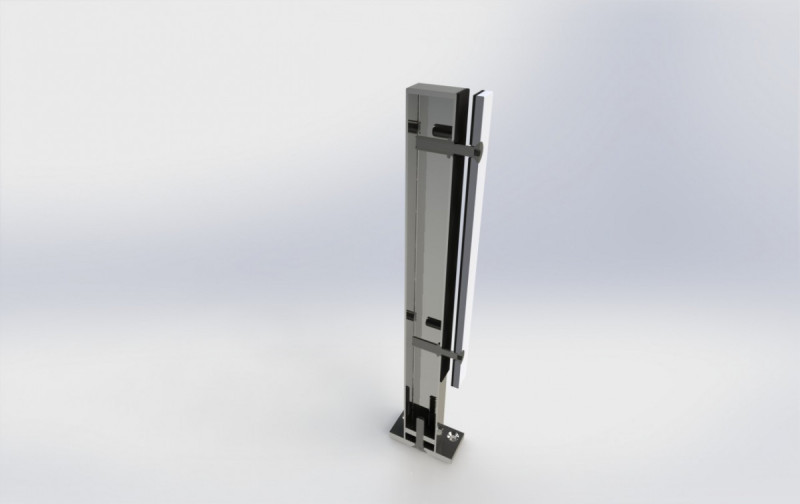 Стеклодержатель Inoxstore напольный с прижимной пластиной, 40х40х400 мм, полированный, AISI 304