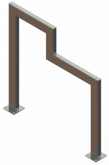 Велопарковка Inoxstore односекционная "Ступень" из нержавеющей стали AISI 304, полированная, 600х600 мм