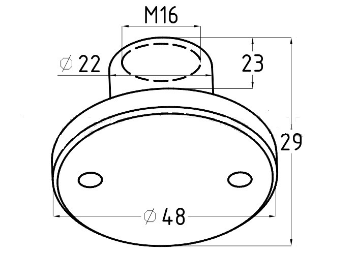Больцевая гайка Inoxstore, М16, 48х29 мм, AISI 304