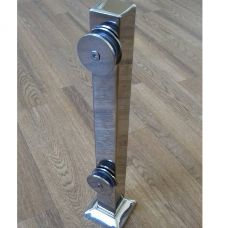 Стеклодержатель Inoxstore напольный с точечным креплением, 40х40х400 мм, рутель Ø 40 мм, полированный, AISI 304