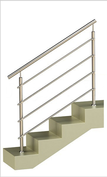 Ограждение на четыре ригеля, круглый поручень и круглые стойки