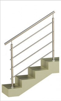 Ограждение на четыре ригеля, круглый поручень и круглые стойки