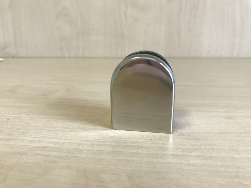 Стеклодержатель Inoxstore штампованный полукруглый 52х40х25 мм / Ø 38,1 мм, под стекло 8 мм, полированный, AISI 304