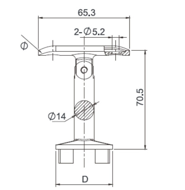 Кронштейн на стойку Inoxstore 40х40х1,5 мм, h-70,5 мм, ложемент-шарнир под Ø 42,4мм/50,8мм, полированный, AISI 304