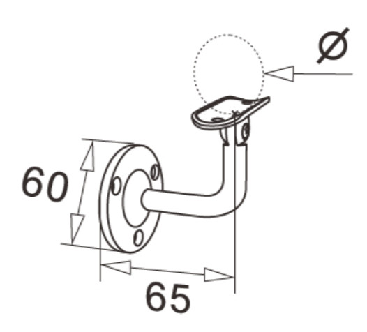 Держатель поручня Inoxstore литой, ложемент-шарнир под Ø 42,4 мм/50,8 мм, полированный, АISI 304