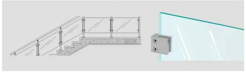Стеклодержатель Inoxstore литой квадратный 45х45х27 мм / Ø 0 мм, под стекло 10 мм, полированный, AISI 304