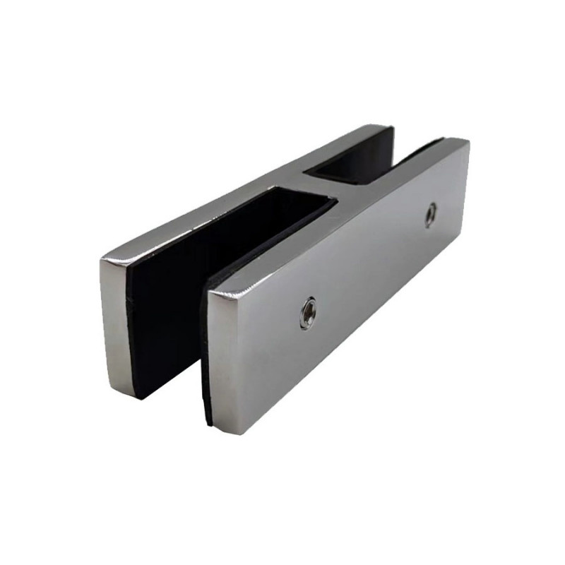 Соединитель, стекло-стекло 180°, под стекло 12 мм, сатинированный, AISI 304