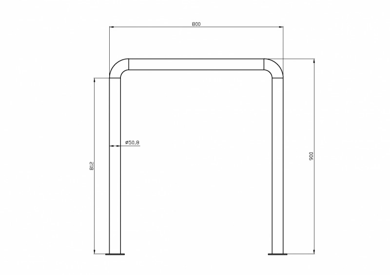 Велопарковка Inoxstore односекционная (П-образная) из нержавеющей стали AISI 304, полированная, 900х800 мм