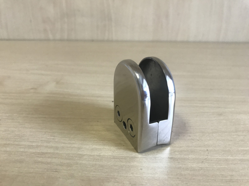 Стеклодержатель Inoxstore штампованный полукруглый 52х40х25 мм / Ø 38,1 мм, под стекло 8 мм, сатинированный, AISI 304