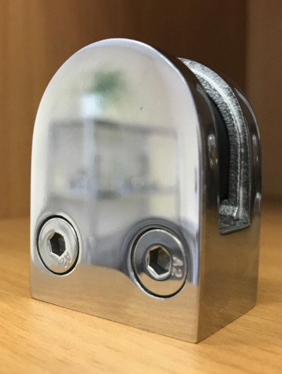 Стеклодержатель Inoxstore литой полукруглый 40х50х25 мм / Ø 0мм, под стекло 10 мм, полированный, AISI 304