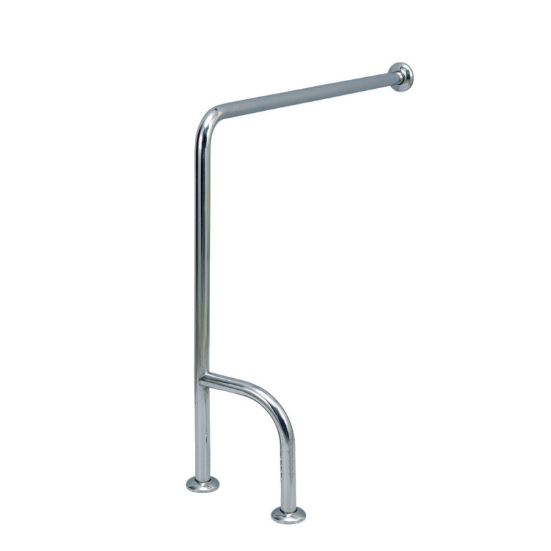 Поручень для туалета с двойной опорой 800х700х300 мм Inoxstore, левый, полированный, AISI 304