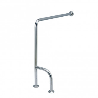 Поручень для туалета с двойной опорой 800х700х300 мм Inoxstore, правый, полированный, AISI 304