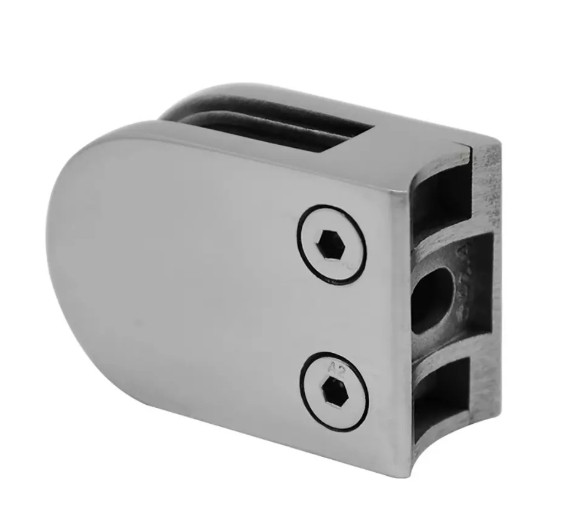 Стеклодержатель Inoxstore литой полукруглый 40х50х25 мм / Ø 38,1 мм, под стекло 8 мм, сатинированный, AISI 304