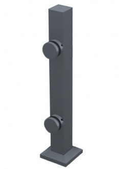 Стеклодержатель Inoxstore напольный с точечным креплением, 40х40х400 мм, рутель литой Ø 40 мм, AISI 304, покрытие RAL 7024