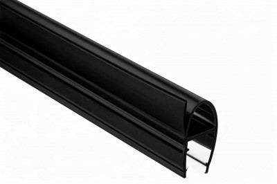 Уплотнитель Inoxstore для стеклянных дверей душевой кабины, под стекло 8 мм /2,5 м , ПВХ, черный