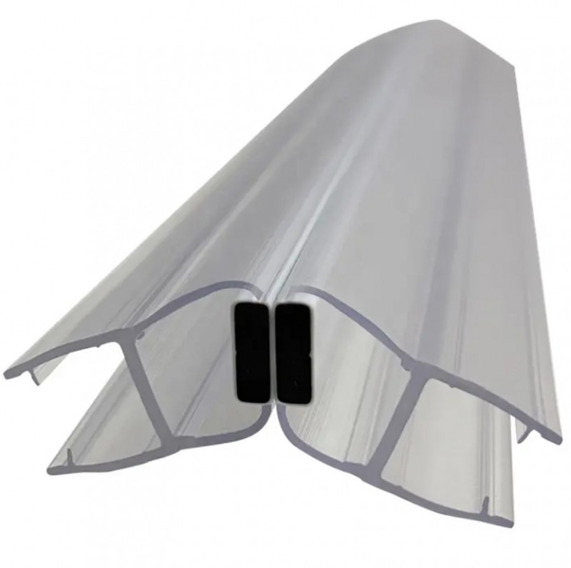 Уплотнитель Inoxstore стекло-стекло с магнитом, угловой 135°, под стекло 10 мм / 2,5 м, прозрачный