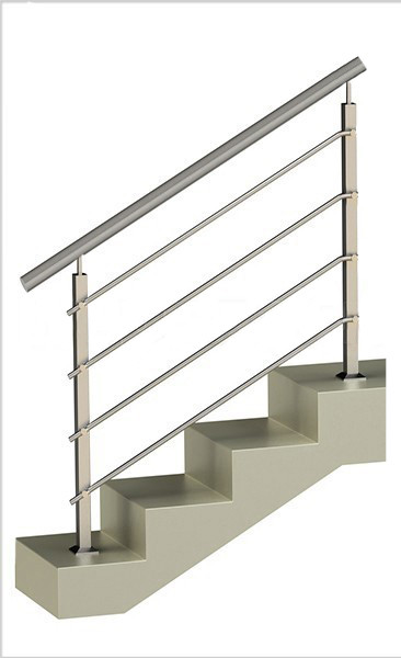 Ограждение на четыре ригеля, круглый поручень и квадратные стойки