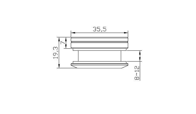 Точечный стеклодержатель Inoxstore без зенковки,  дистанция 8 -12 мм, сатинированный, AISI 304