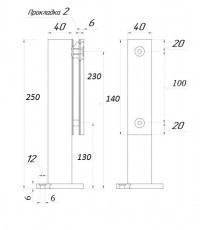 Стеклодержатель Inoxstore напольный, 40х40х250 мм, с прижимной пластиной, черный RAL 9005, AISI 304