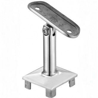 Кронштейн на стойку Inoxstore 40х40х1,5 мм, h-70,5 мм, ложемент-шарнир под Ø 42,4мм/50,8мм, полированный, AISI 304