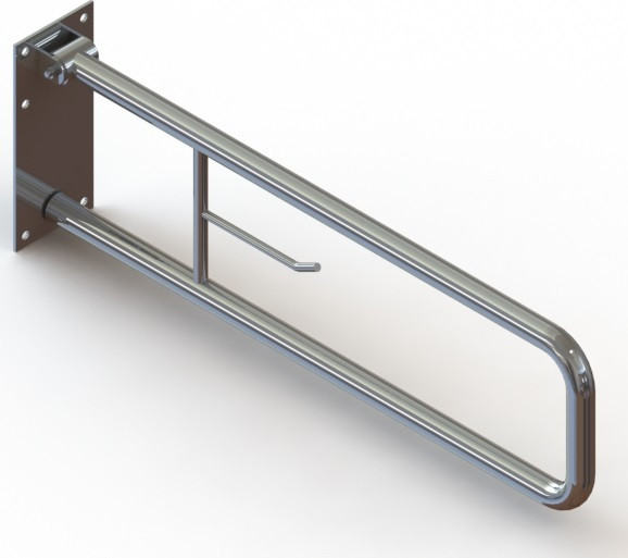 Поручень Inoxstore подъемный c держателем туалетной бумаги для санузла из нержавеющей стали, полированный, 800х238 мм