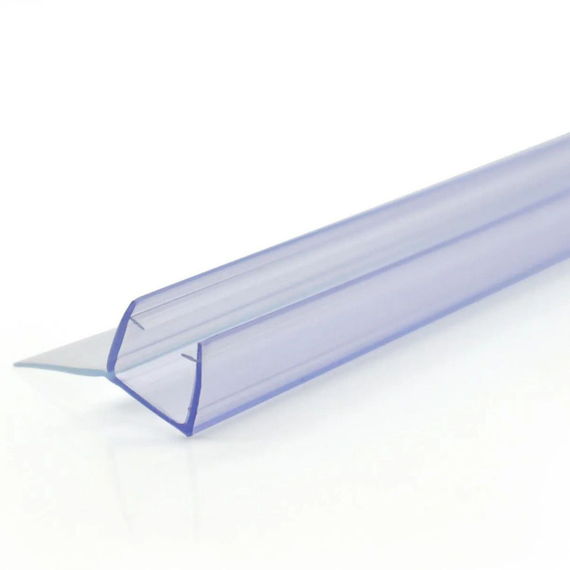 Уплотнитель Inoxstore стекло-стекло/стекло-дверь, 135°, под стекло 10 мм / 2,5 м, для душевой кабины, ПВХ, прозрачный