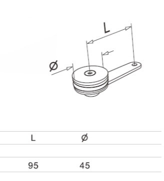 Стеклодержатель Inoxstore пластинчатый 29х115 мм, шайба 45 мм, под стекло 8-10 мм, односторонний, литой, полированый, AISI 304