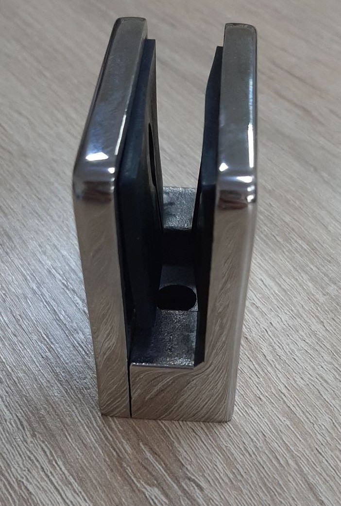 Стеклодержатель Inoxstore литой квадратный 55х55х27 мм / Ø 0 мм, под стекло 12 мм, полированный, AISI 304