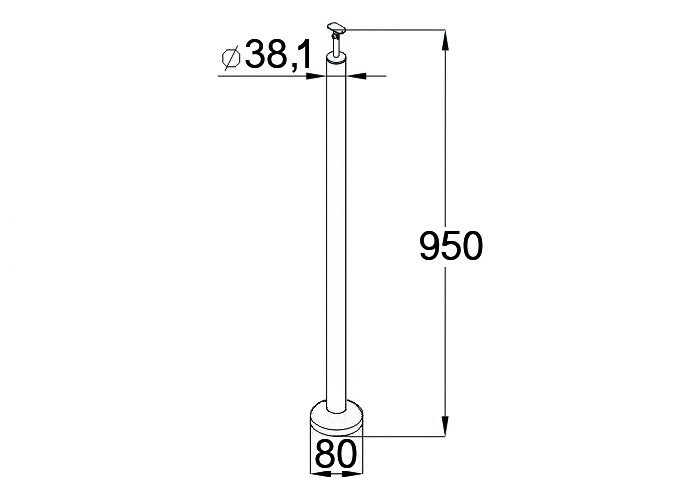 Стойка Inoxstore круглая Ø 38,1х950 мм, универсальная, полированная, AISI 304