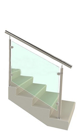 Ограждение из нержавейки  с круглыми стойками и зажимными стеклодержателями