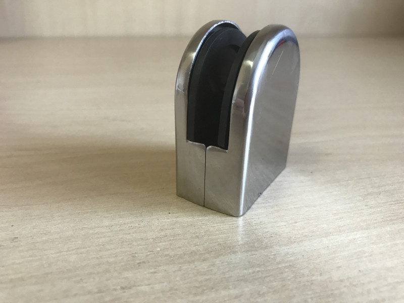 Стеклодержатель Inoxstore штампованный полукруглый 52х40х25 мм / Ø 0 мм, под стекло 8 мм, полированный, AISI 304