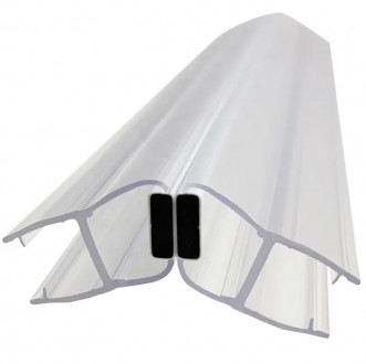 Уплотнитель Inoxstore стекло-стекло с магнитом, угловой 135°, под стекло 8 мм / 2,5 м, для душевой кабины, ПВХ, ультрапрозрачный