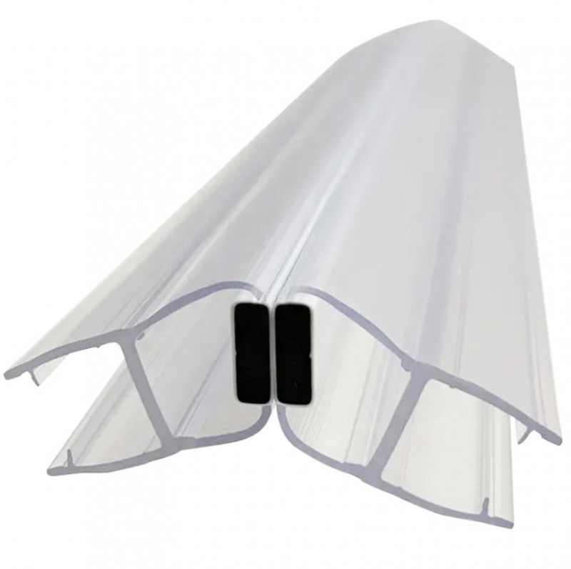 Уплотнитель Inoxstore стекло-стекло с магнитом, угловой 135°, под стекло 8 мм / 2,5 м, для душевой кабины, ПВХ, ультрапрозрачный