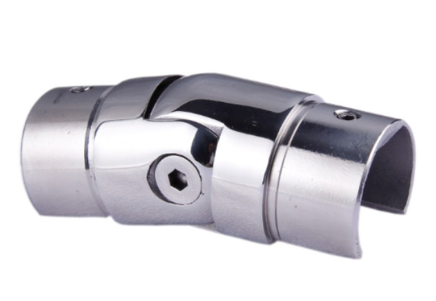 Поворот поручня Inoxstore с пазом Ø 42,4 мм, паз 24х24 мм, регулируемый вниз, полированный, AISI 304