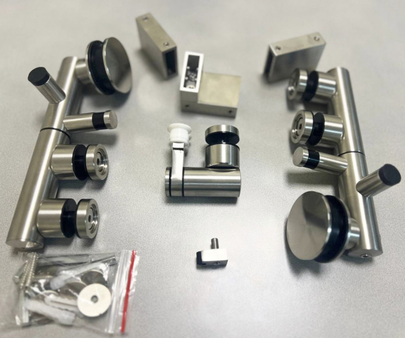 Комплект раздвижной системы с открыванием двери во внутрь 90° Inoxstore, сатинированный, алюминий и AISI 304