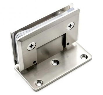 Петля Inoxstore "Элегант" 90° стена-стекло со смещением, с фаской, сатинированная, AISI 304