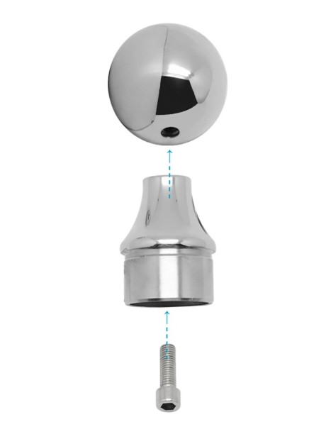 Наконечник Inoxstore "Шар" разборной, Ø 50 мм, на стойку Ø 38,1х1,5мм, полированный, AISI 304